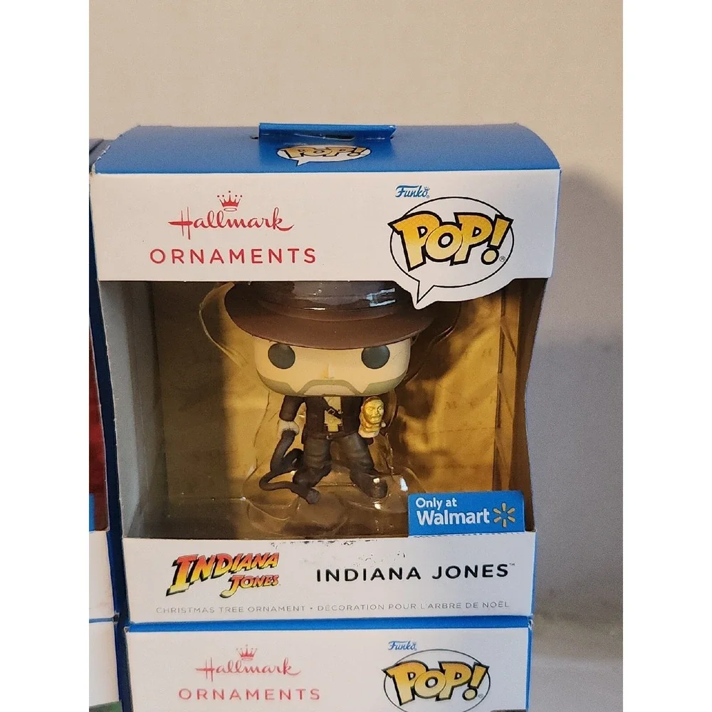 Hallmark Funko Pop Ornaments Indiana Jones(2)  Mr Monopoly Boba Fett 4 Total New